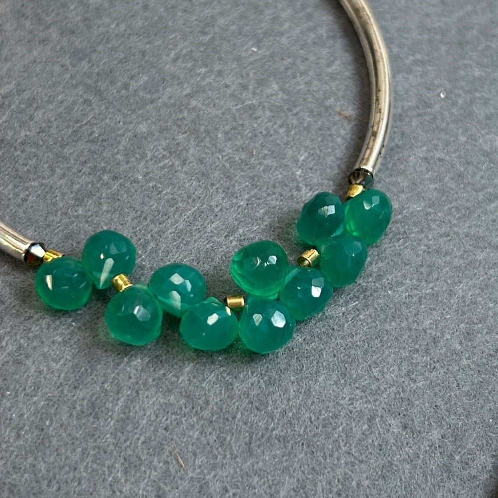 Elegant 925 Silver and Green Crystal Beaded Bracelet - Picture 4 of 6